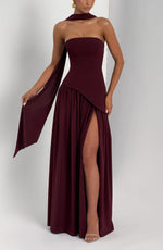 Vestido largo Maliyah - rojo cereza lacado