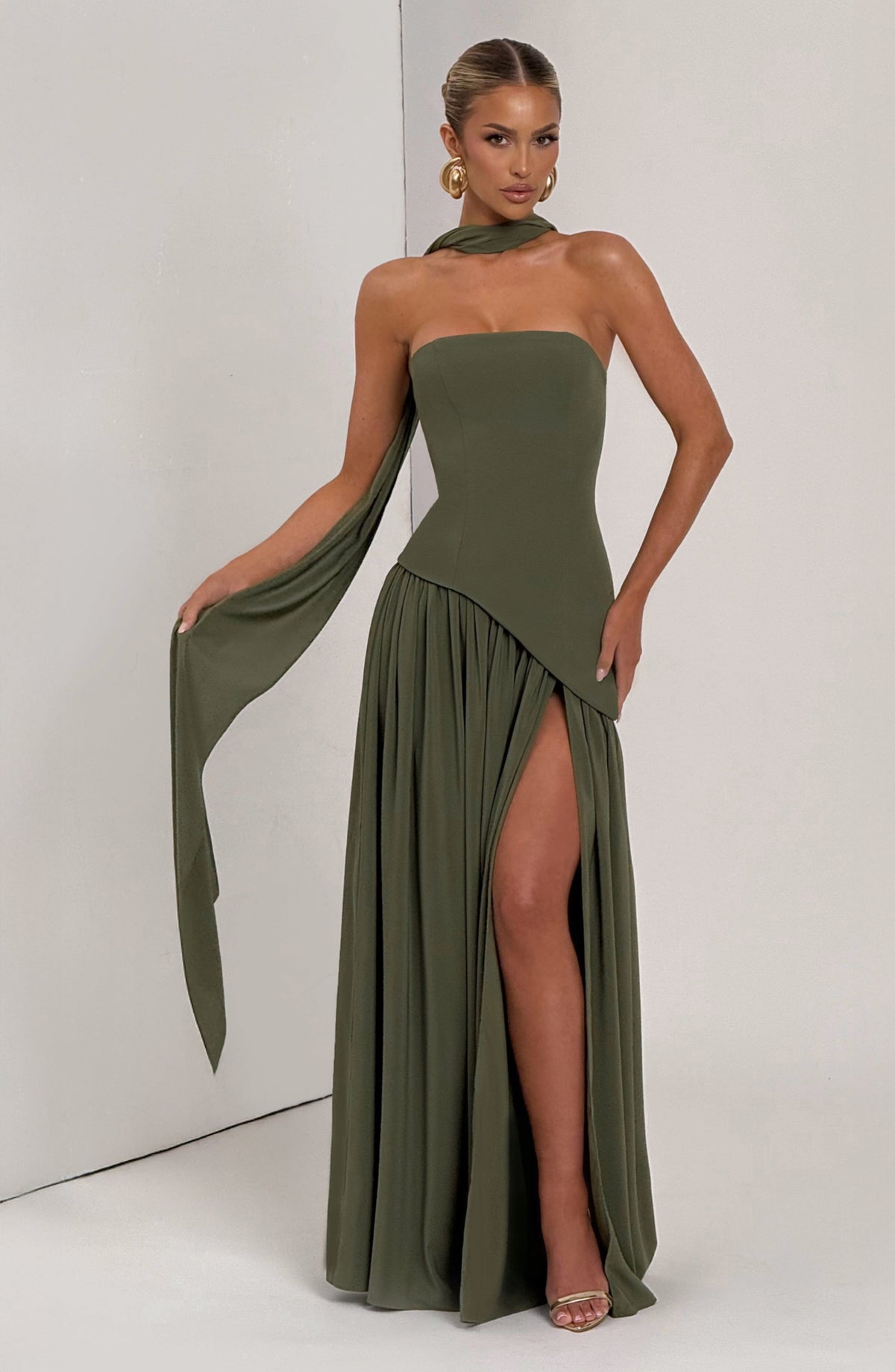 Vestido largo Maliyah - caqui