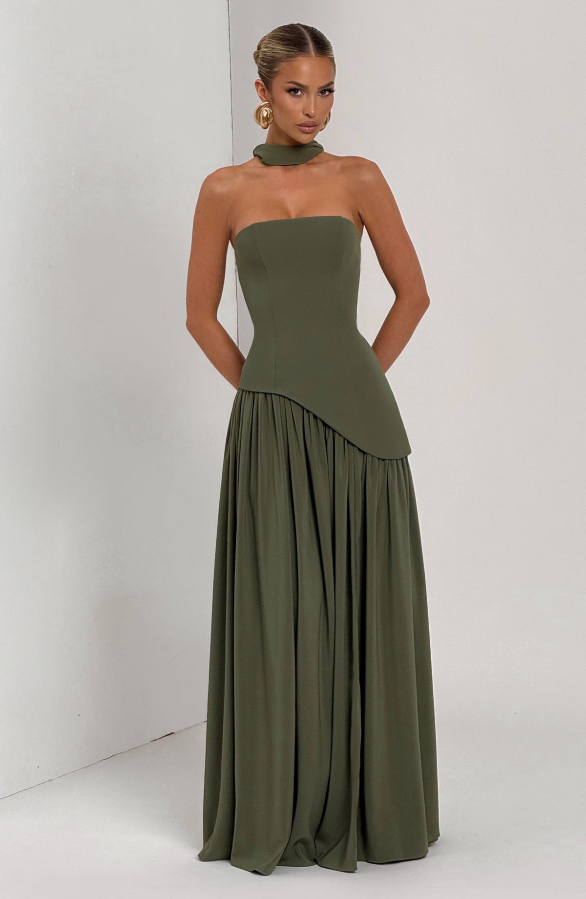 Vestido largo Maliyah - caqui