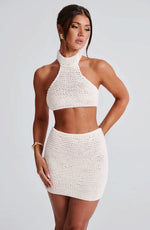 Top con cuello halter Margot - marfil