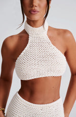 Top con cuello halter Margot - marfil