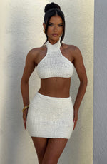 Top con cuello halter Margot - marfil