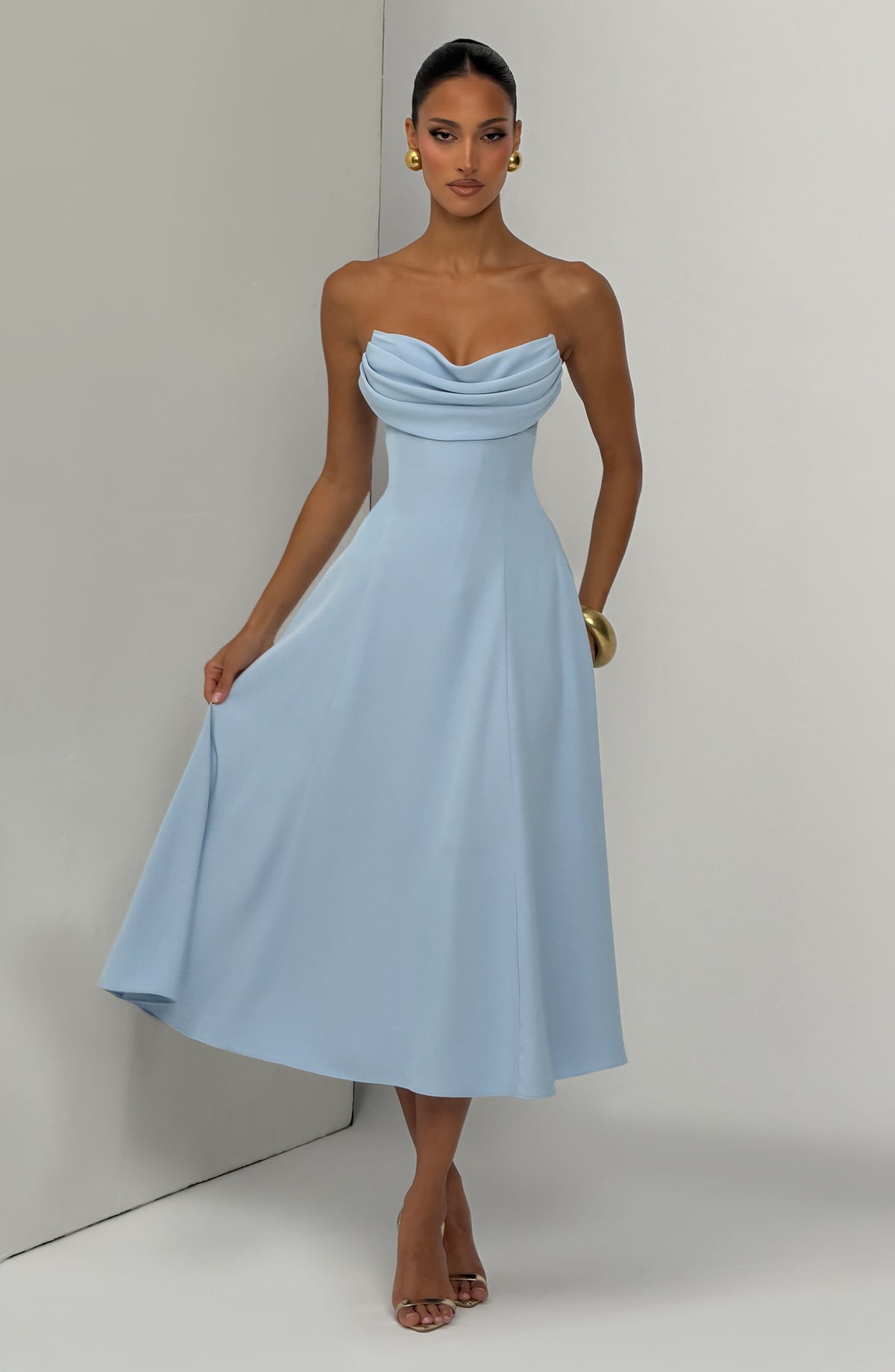 Vestido midi Marlowe - azul glaciar