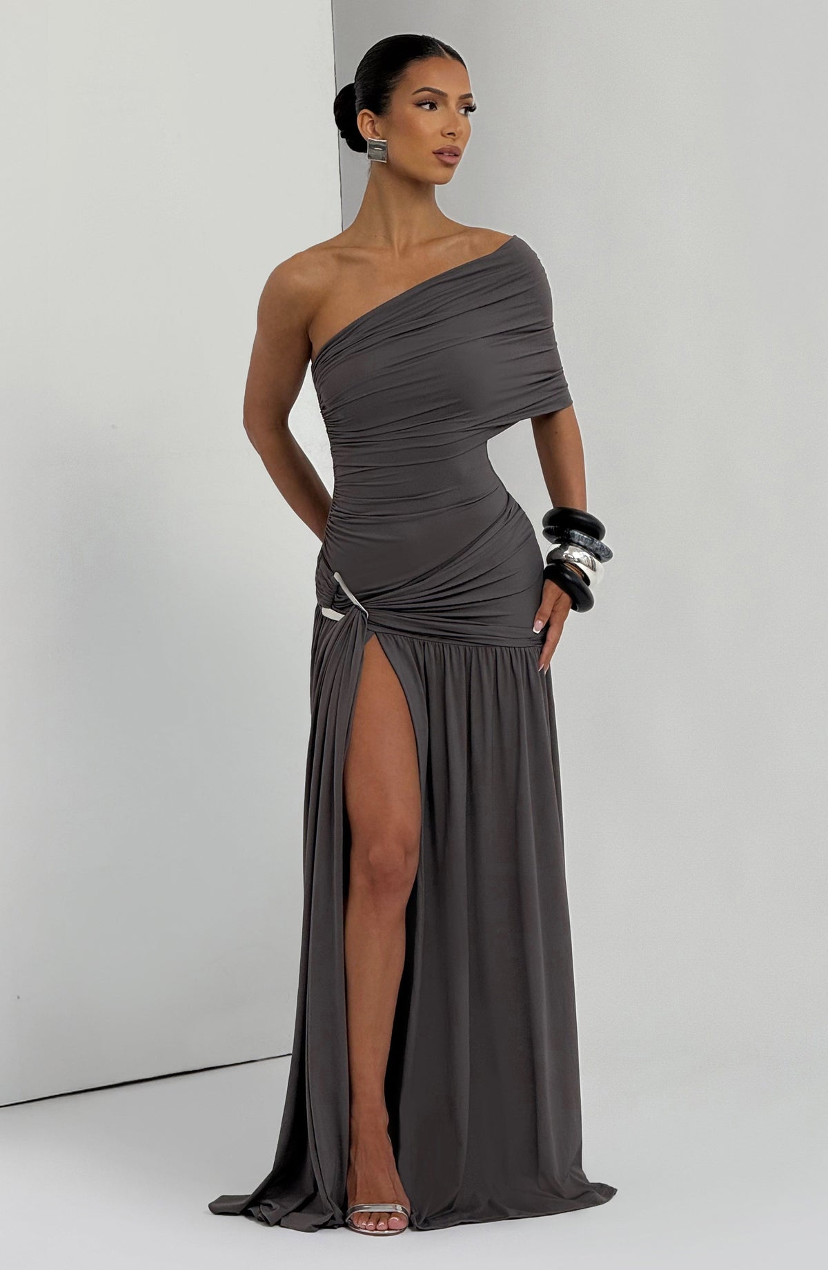 Vestido largo Monica - gris antracita