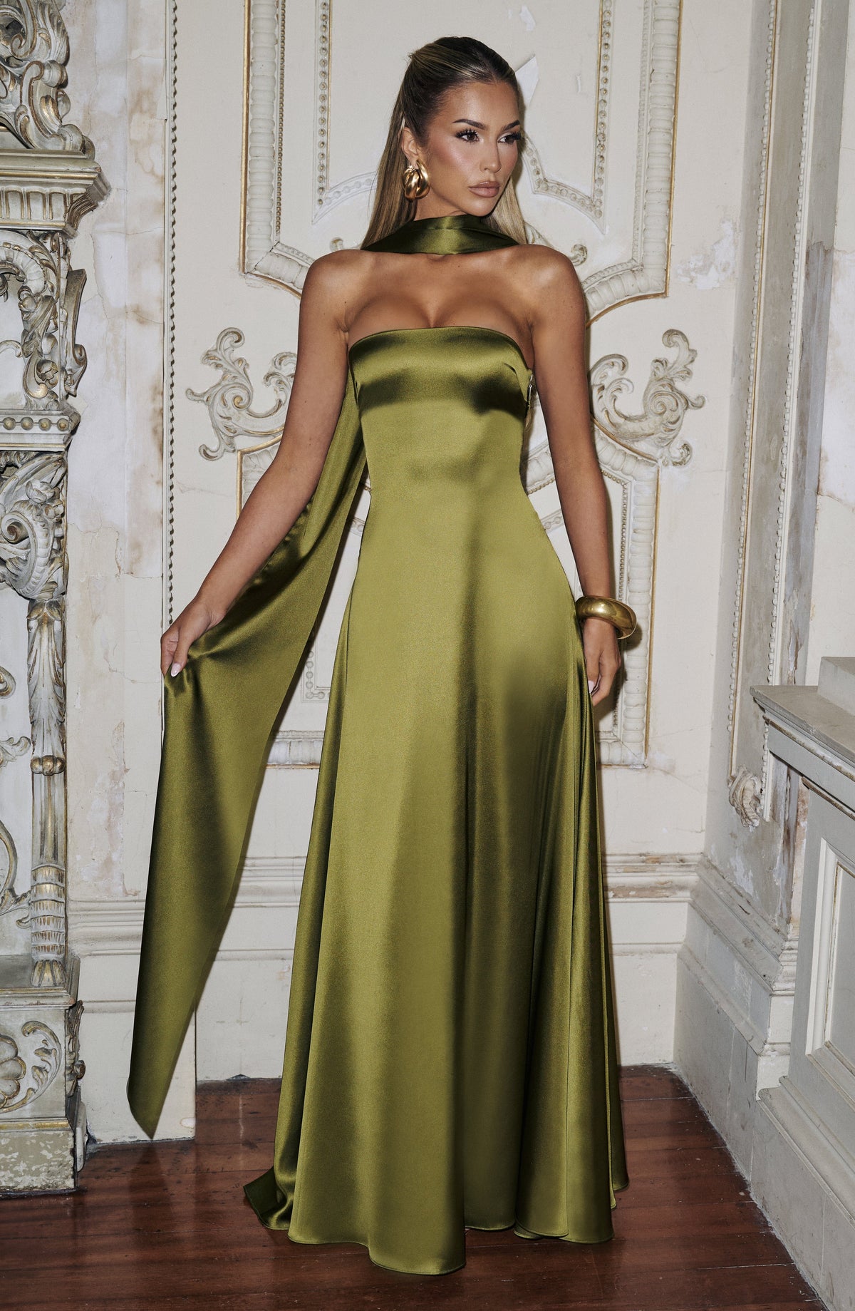 Vestido largo Morven - verde oliva oscuro