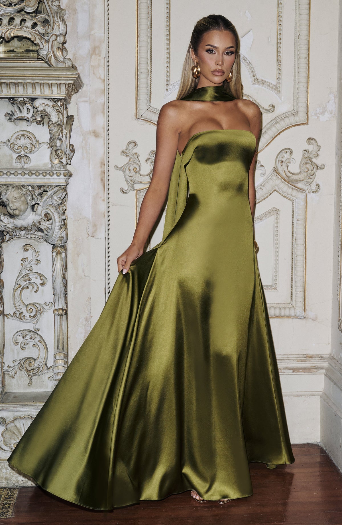 Vestido largo Morven - verde oliva oscuro