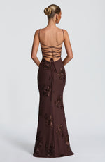 Vestido largo Nefertiti - marrón ciruela