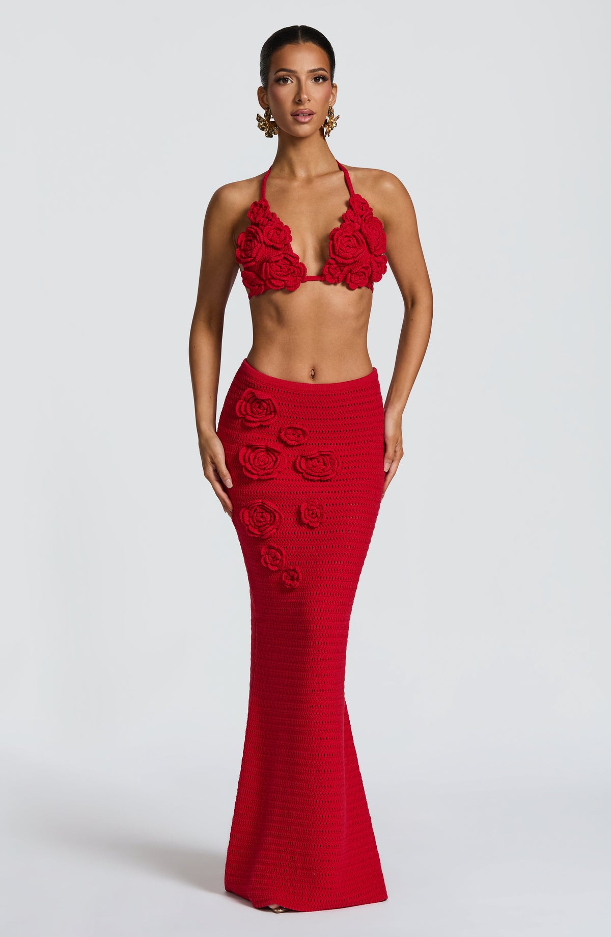 Falda larga Nerida - rojo