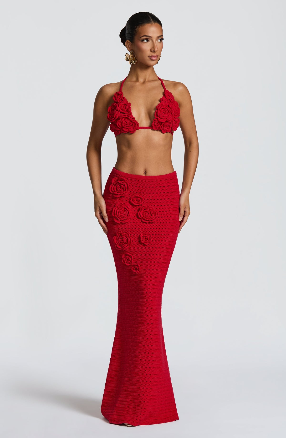 Falda larga Nerida - rojo