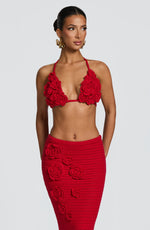Falda larga Nerida - rojo