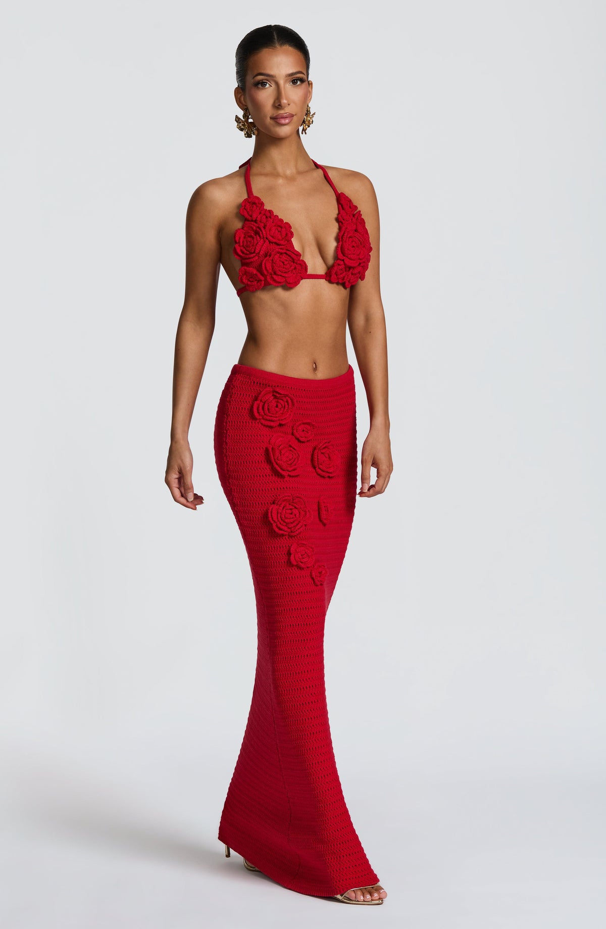 Falda larga Nerida - rojo