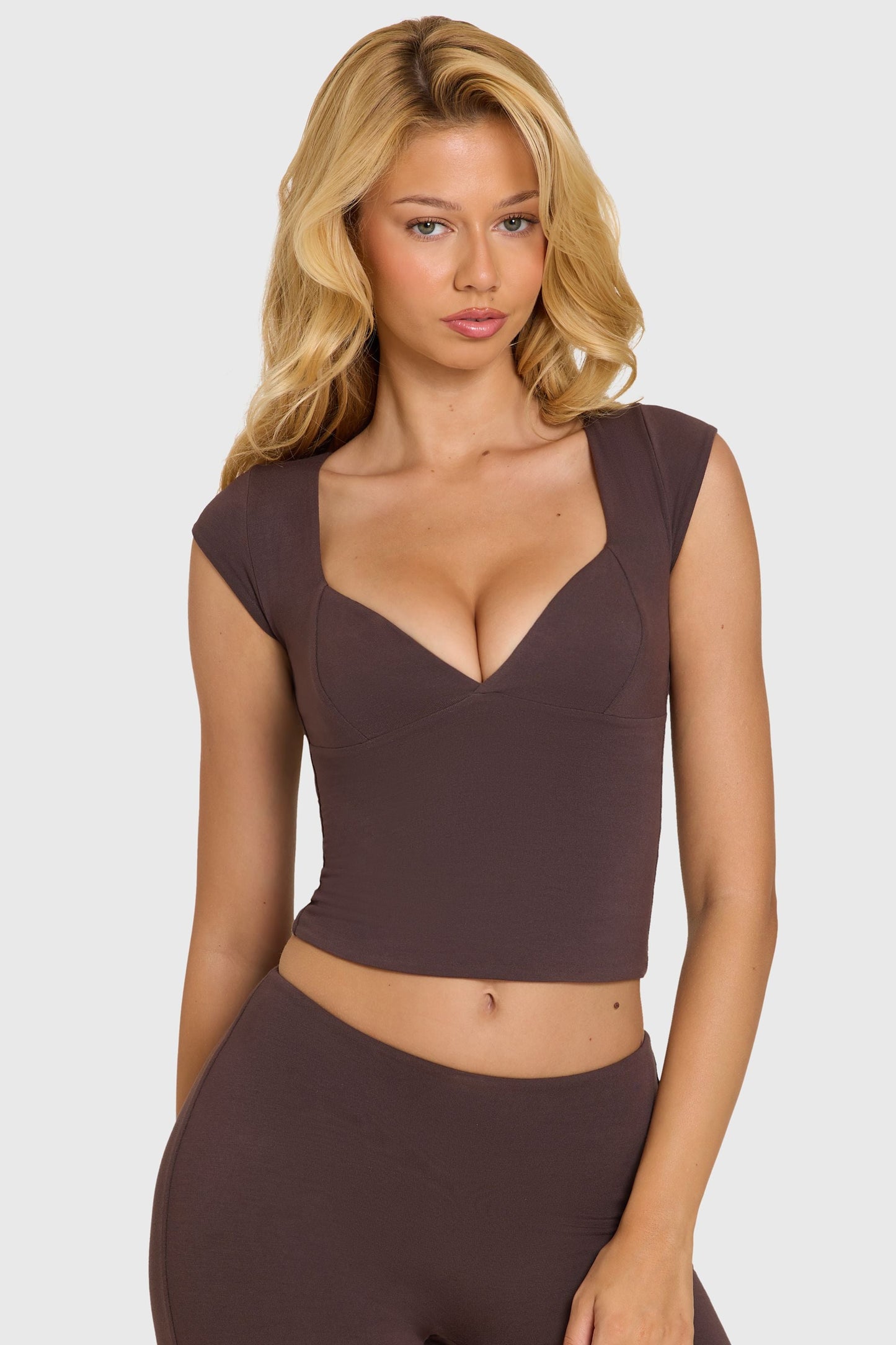 Modal Cap-Sleeve Top in Chocolate