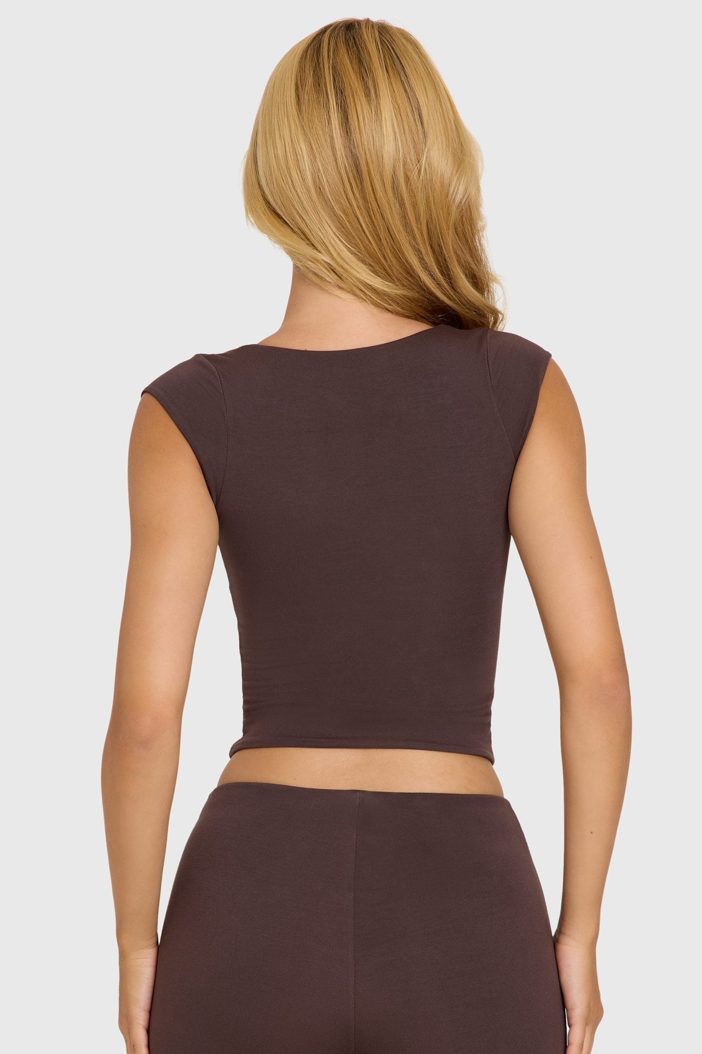 Modal Cap-Sleeve Top in Chocolate