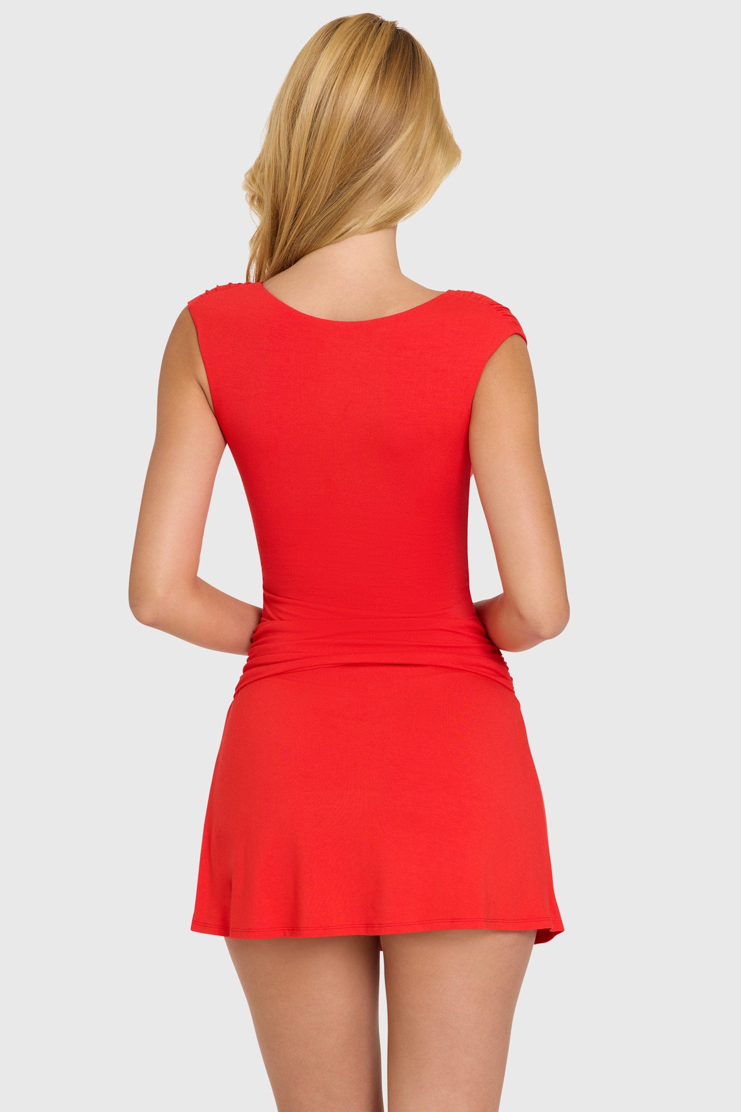 Modal Wrap Mini Dress in Cherry