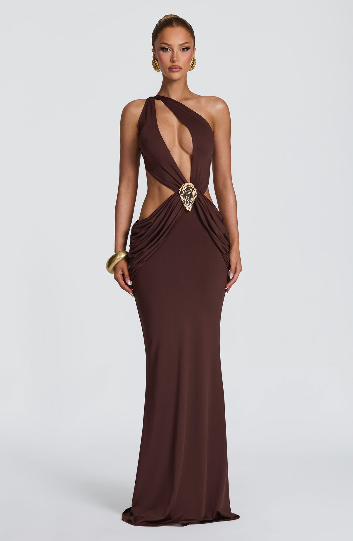 Vestido largo Onyx - marrón ciruela