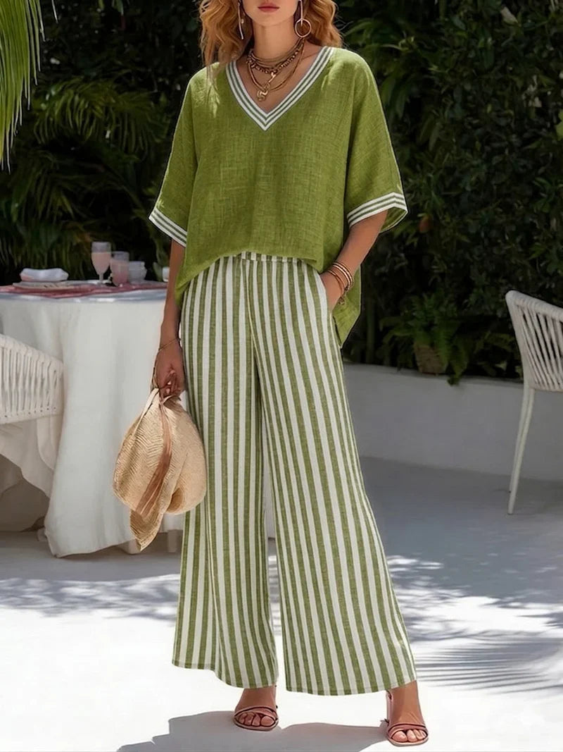Amélia | Conjunto de Verano de Corte Holgado con Pantalón Fluido