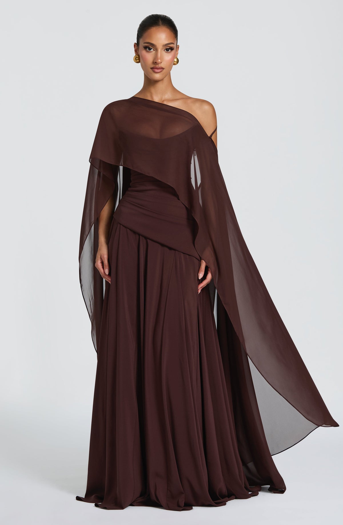 Vestido largo Patricia - marrón ciruela