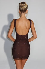Vestido corto Petra - marrón ciruela