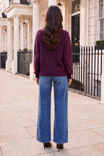 Plum Argyle Crew Neck Jumper