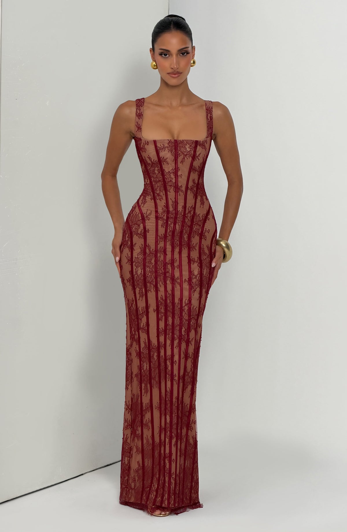 Vestido largo Polina - burdeos