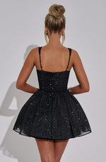 Vestido corto Polly - negro brillante