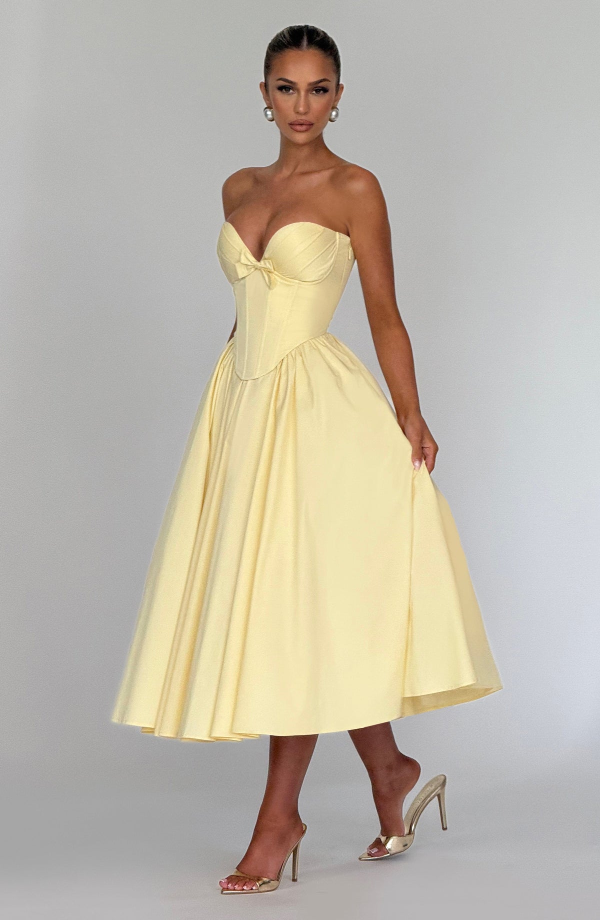 Vestido midi Prim - amarillo limón