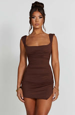 Vestido corto Ria - chocolate