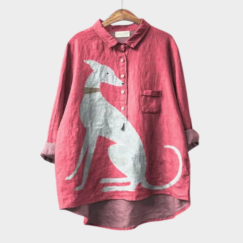 Pamela — Blusa de Lino Oversize Estampada