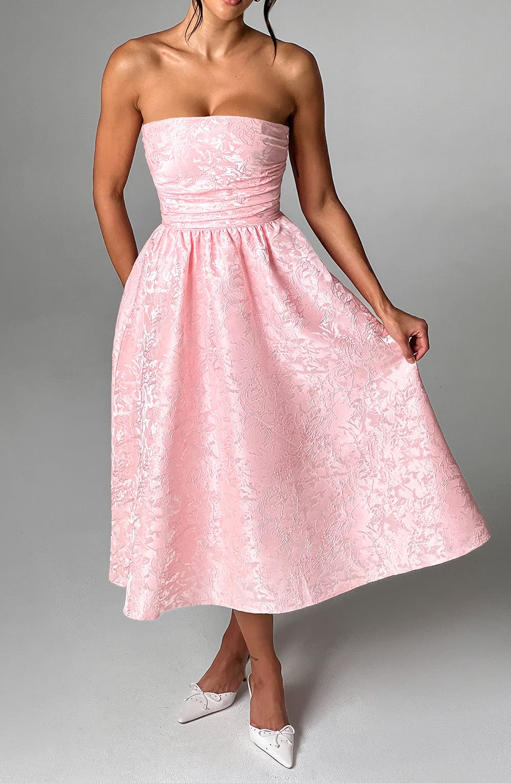 Vestido midi Saoirse - rosa empolvado