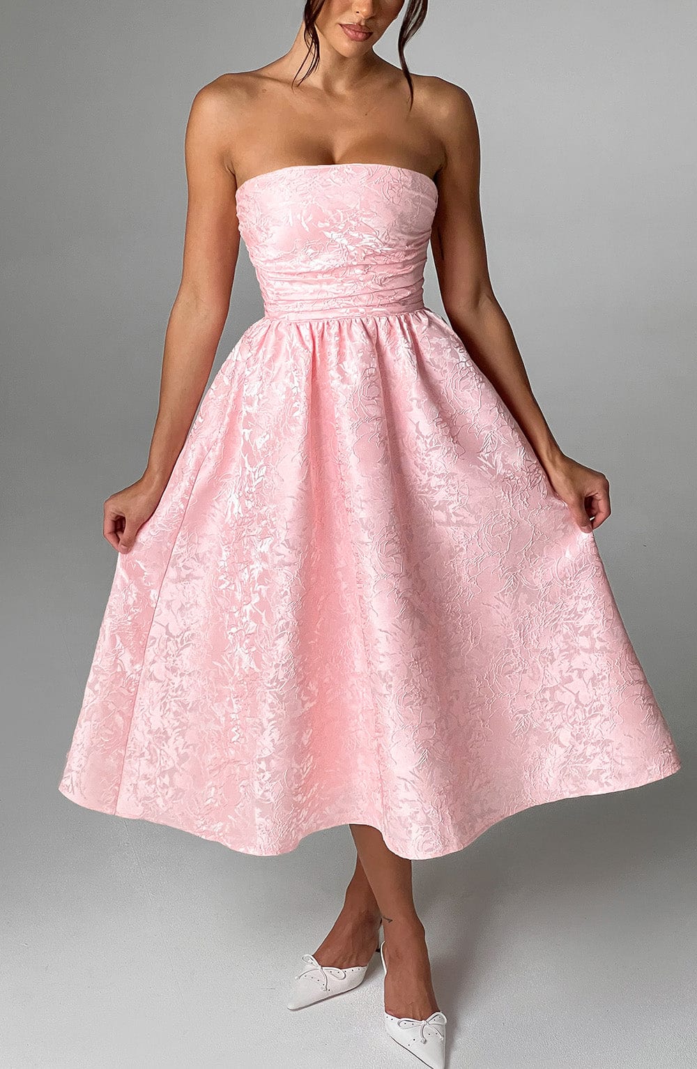 Vestido midi Saoirse - rosa empolvado