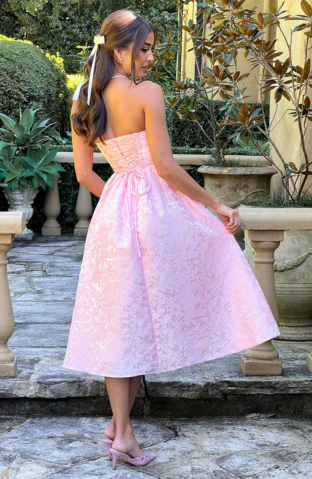 Vestido midi Saoirse - rosa empolvado