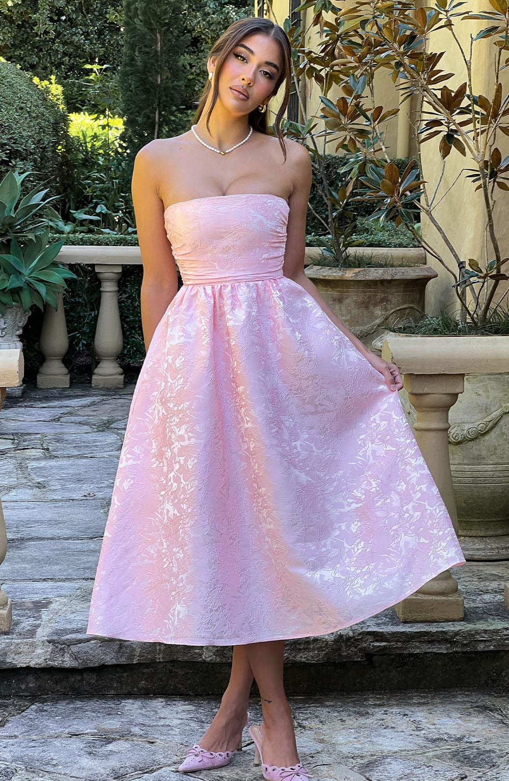 Vestido midi Saoirse - rosa empolvado