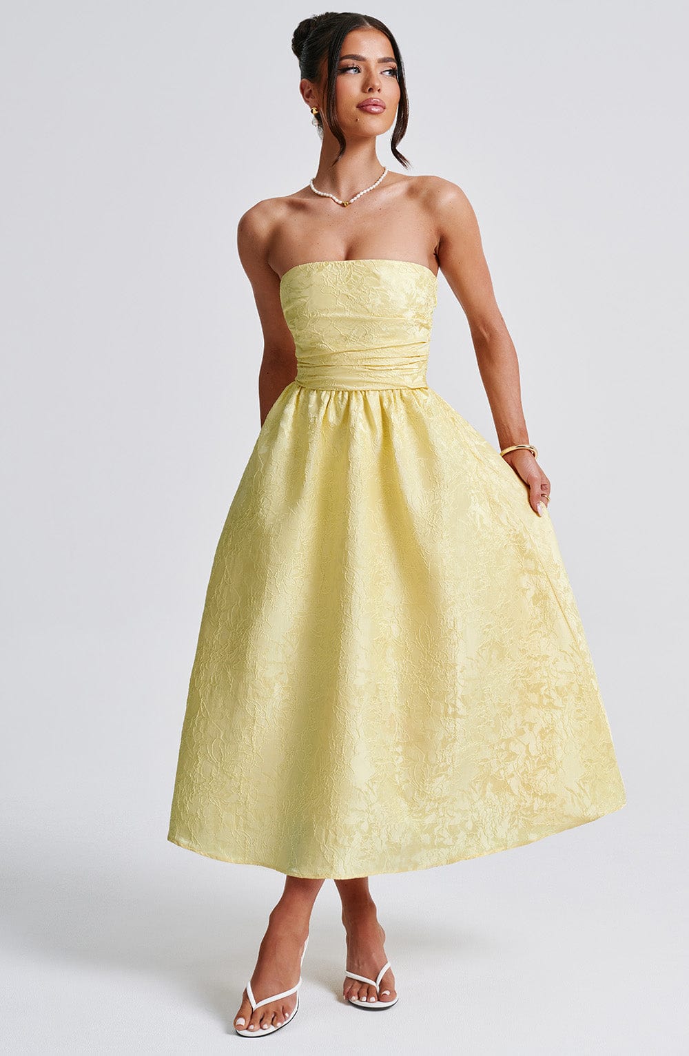 Vestido midi Saoirse - amarillo limón