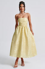 Vestido midi Saoirse - amarillo limón