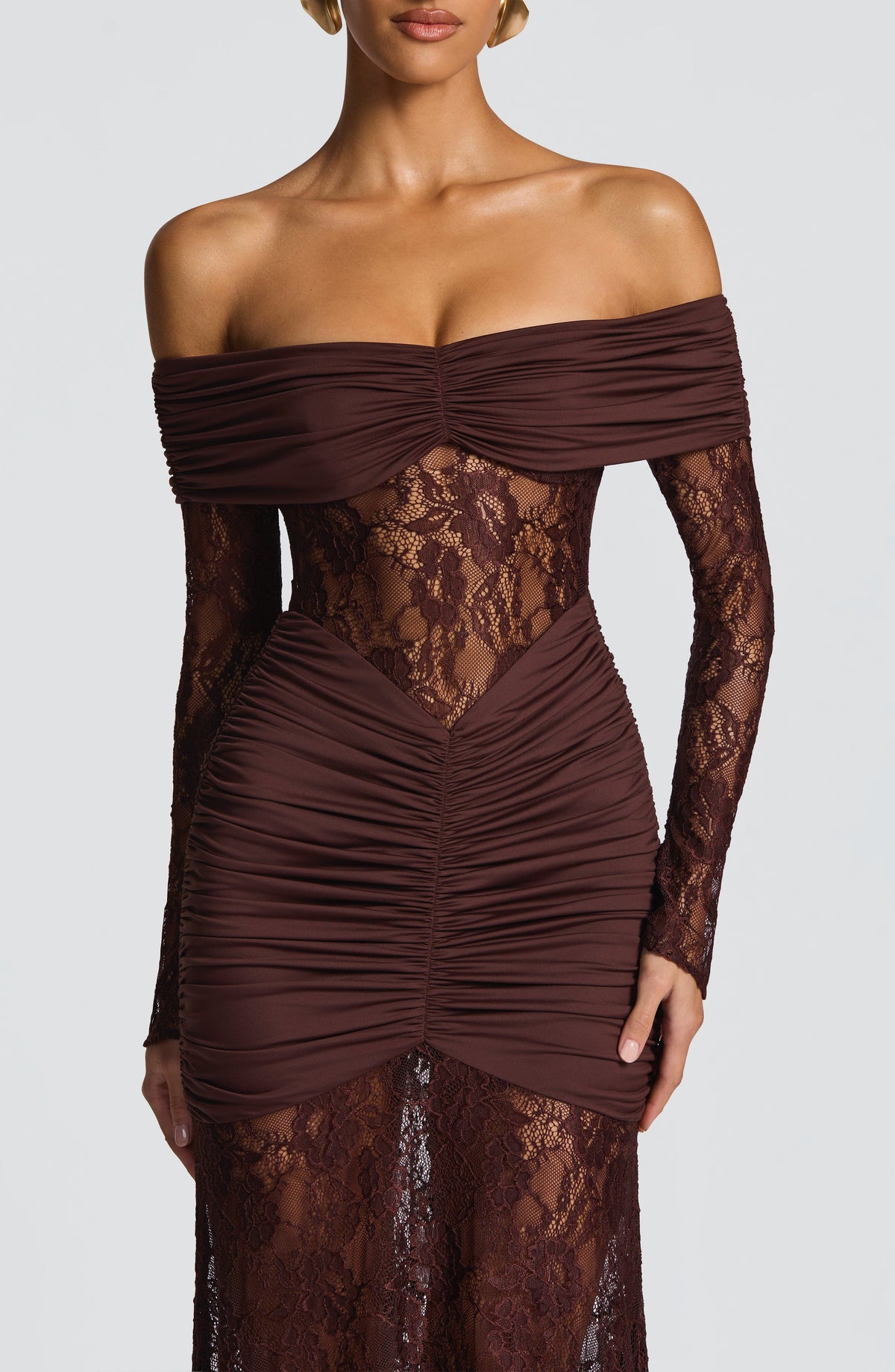 Vestido largo Sauline - marrón ciruela