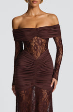 Vestido largo Sauline - marrón ciruela