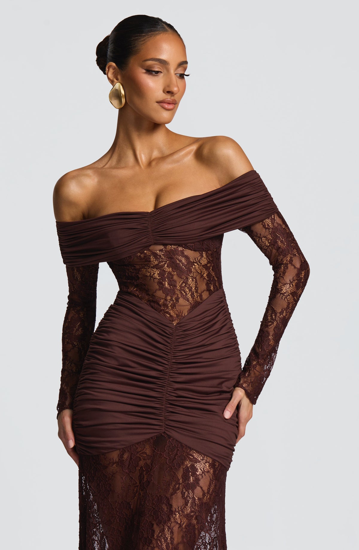 Vestido largo Sauline - marrón ciruela