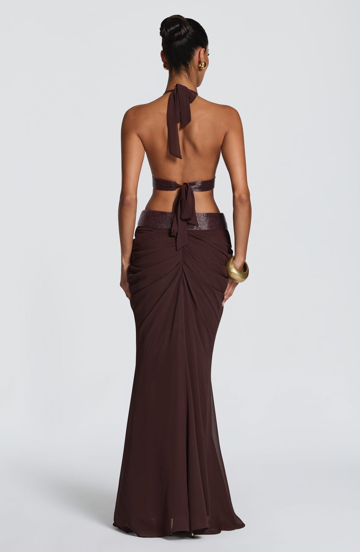 Vestido largo Sophie - marrón ciruela