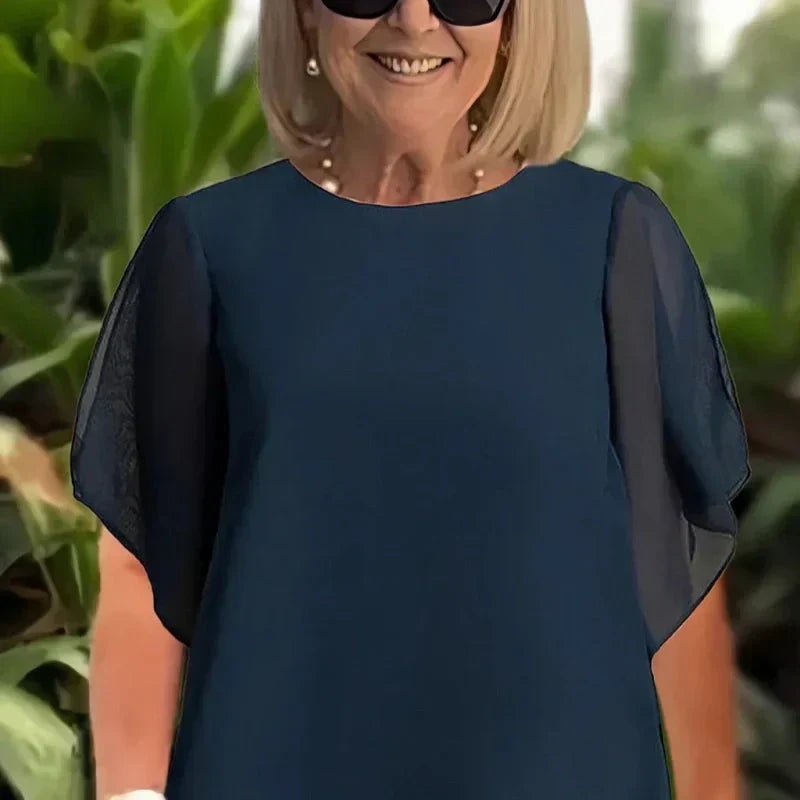 Conjunto de Dos Piezas para Mujer: Top Asimétrico con Encanto y Pantalón de Pierna Ancha
