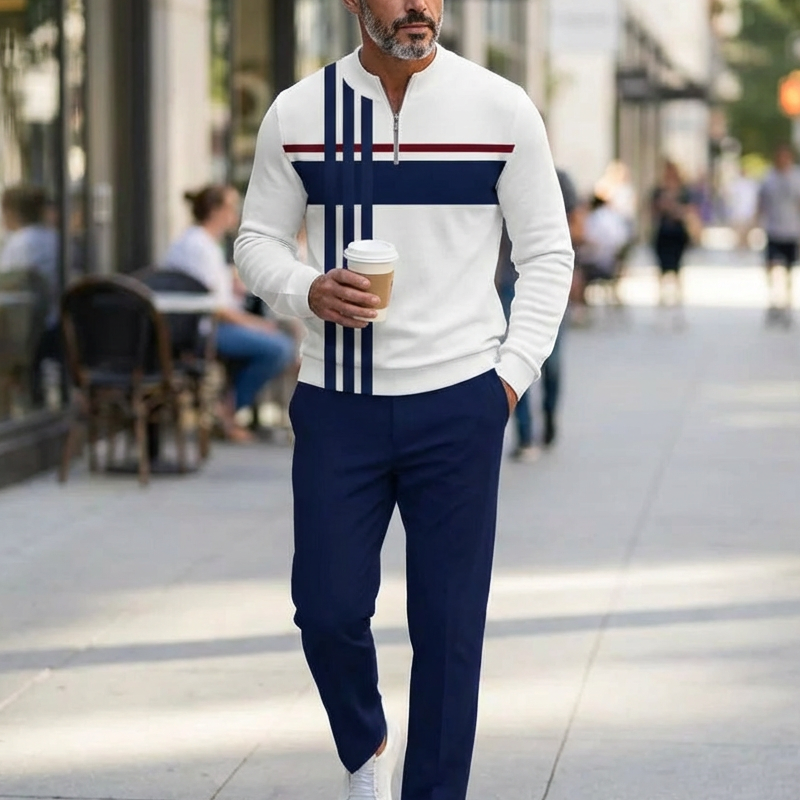 Lucas - Conjunto Casual de Jersey Estampado y Pantalón para Hombre de Valerina Milano