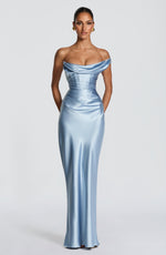 Vestido largo Thalassa - azul glaciar