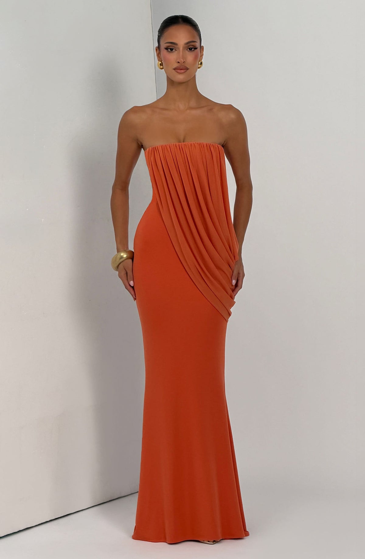 Vestido largo Vienna - naranja quemado