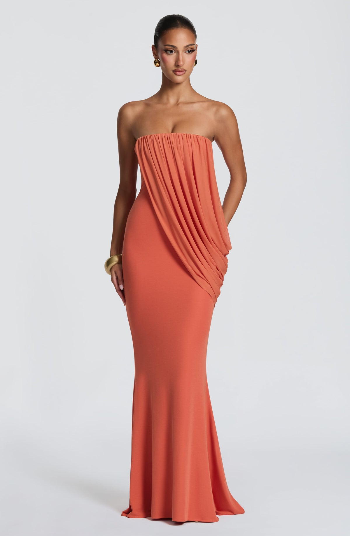 Vestido largo Vienna - naranja quemado