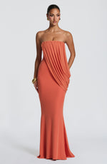 Vestido largo Vienna - naranja quemado