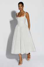 Vestido midi Vivienne - marfil brillante