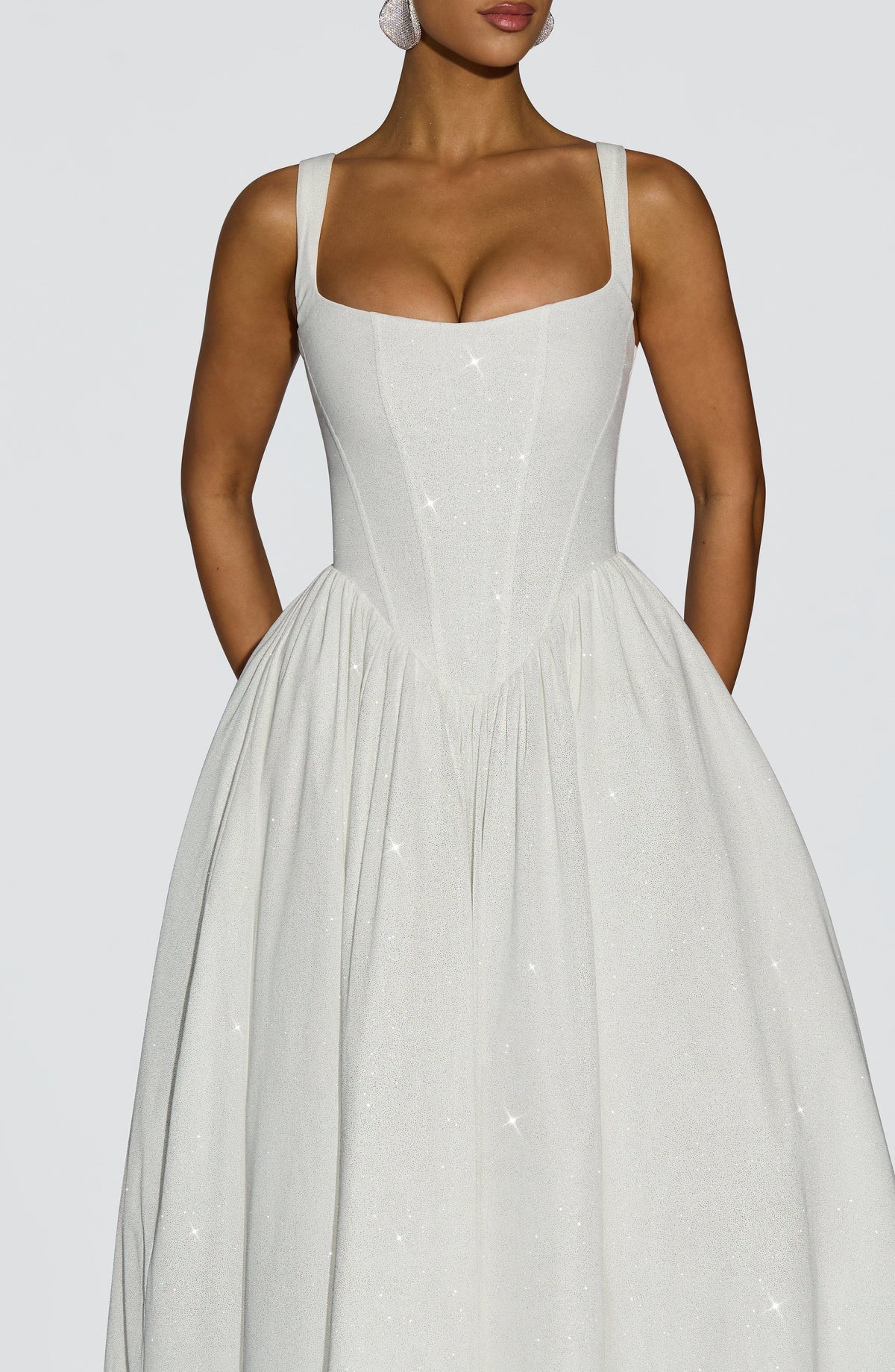 Vestido midi Vivienne - marfil brillante