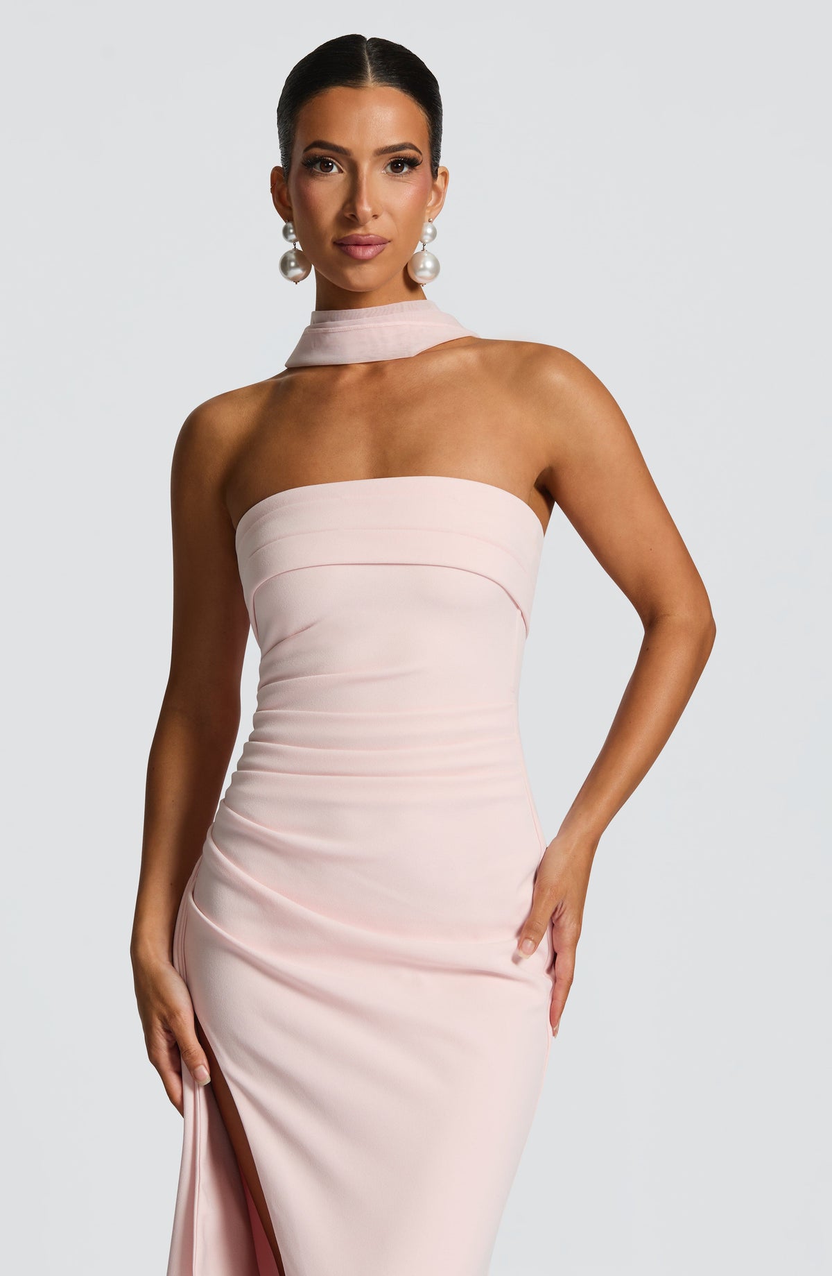 Vestido largo Zafira - rosa empolvado