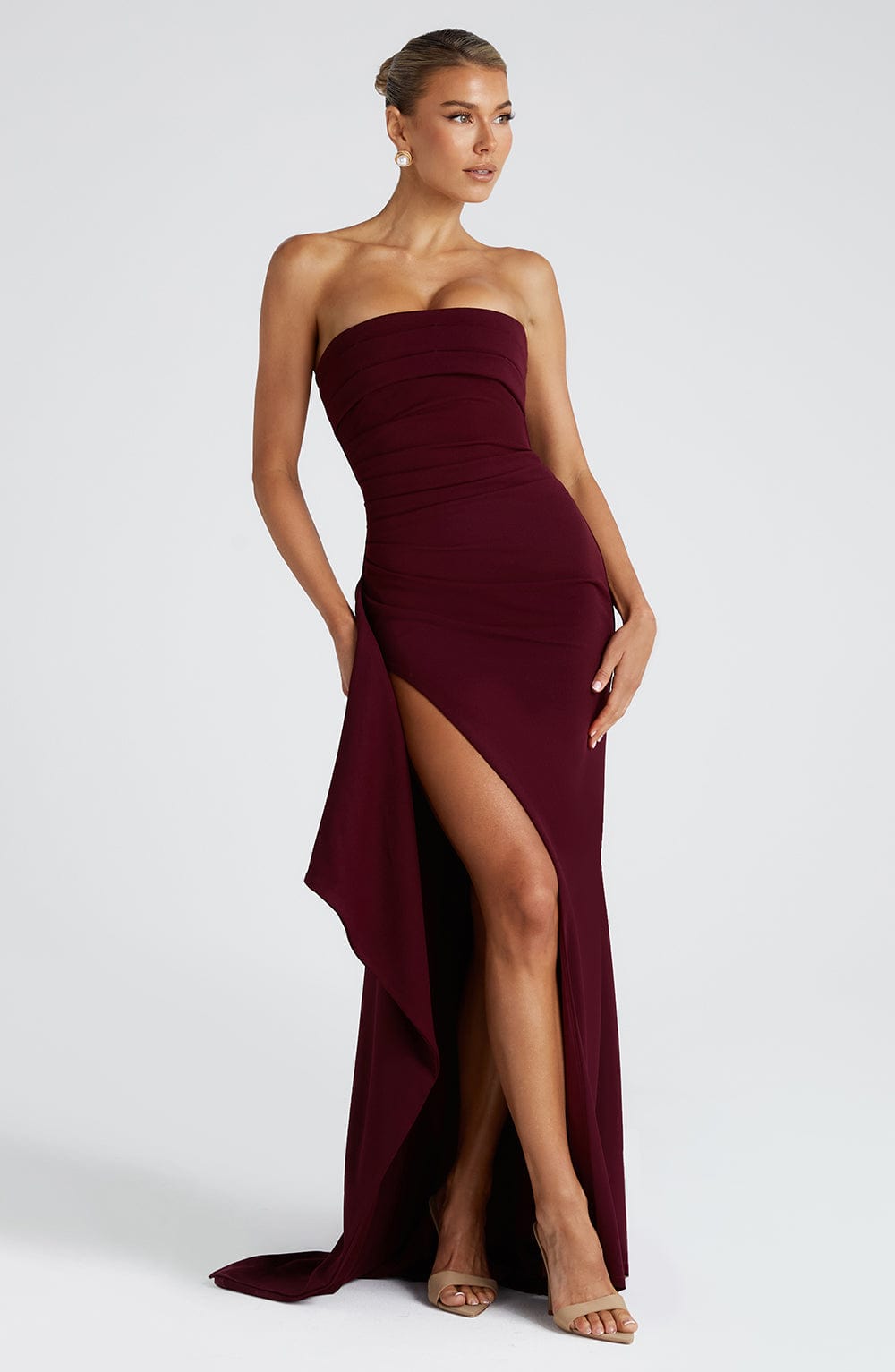Vestido largo Zafira - rojo cereza lacado